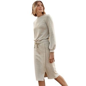 Garnet Hill French Terry Sweatshirt Dress Loungewear Oatmeal Color Size small